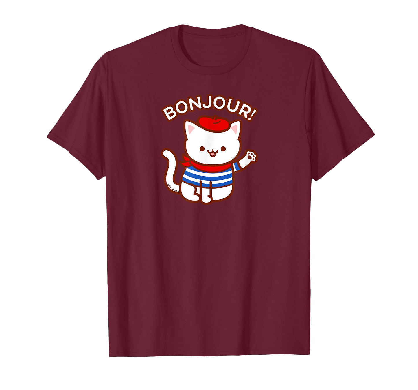 BONJOUR! - Cute Funny French Cat Saying Hello T-Shirt