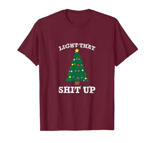 Funny Christmas Pajama Tree Light That Shit Up T-Shirt