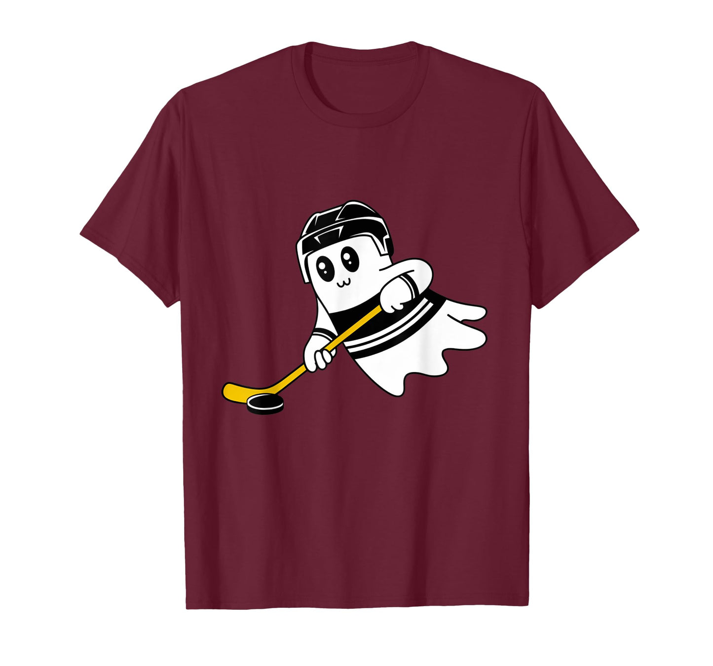 Ghost Playing Ice Hockey Halloween Costume Sports Men Boys T-Shirt