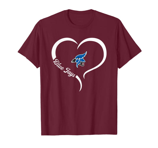 Junction City Blue Jays Logo Half Heart Slogan HS T-Shirt