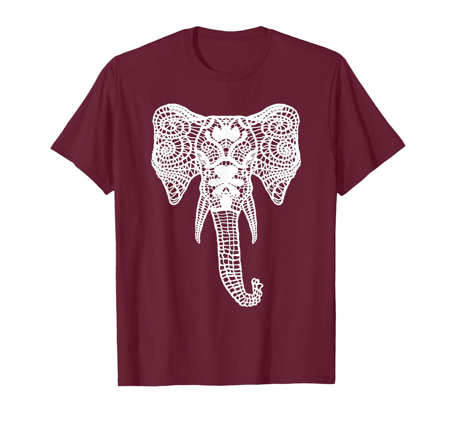 Elephant Design Elegant white Lace Elephant Head T-Shirt