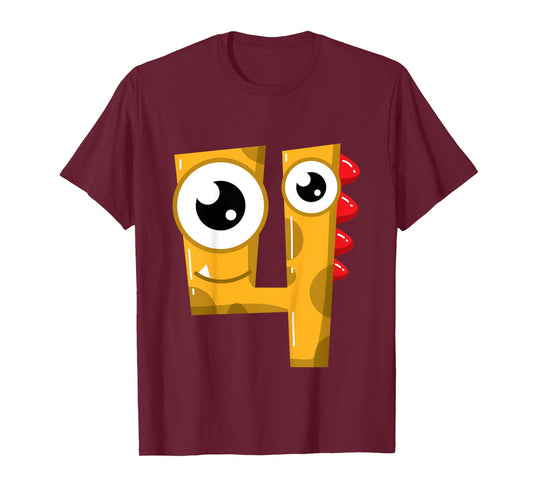 4th Birthday Fun Shirt Gift Funny Little Monster T-Shirt