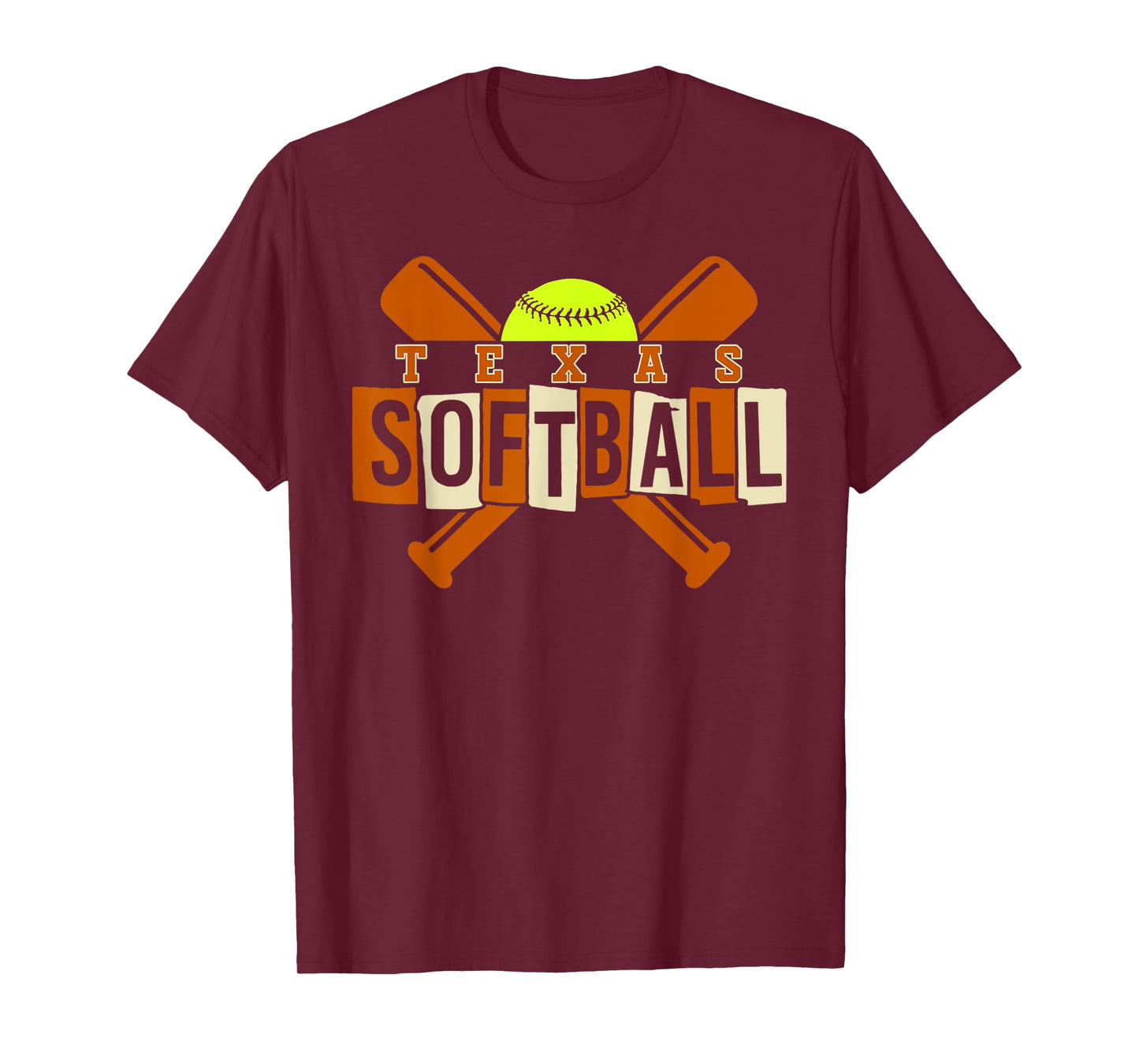 Texas Softball Vintage Mens Kids Team Retro Softball Fan T-Shirt