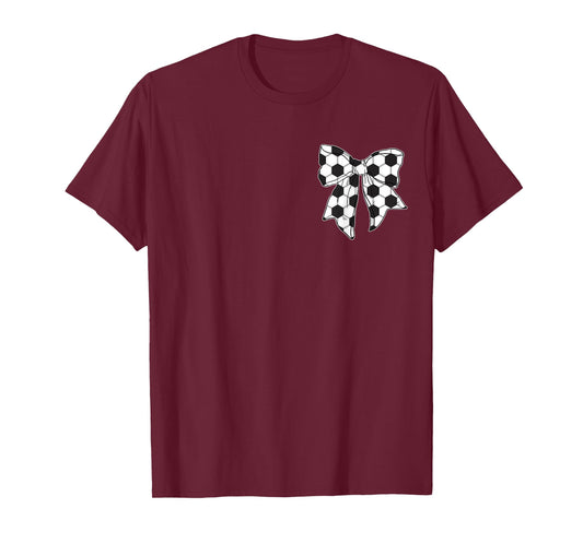 Soccer Bow Game Day Coquette Women Front and Back Print T-Shirt