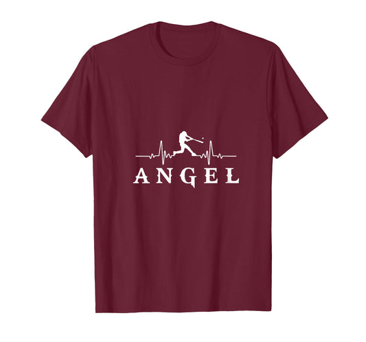 Womens Angel Baseball Heartbeat for Baseball Players and Fans V-Neck T-Shirt