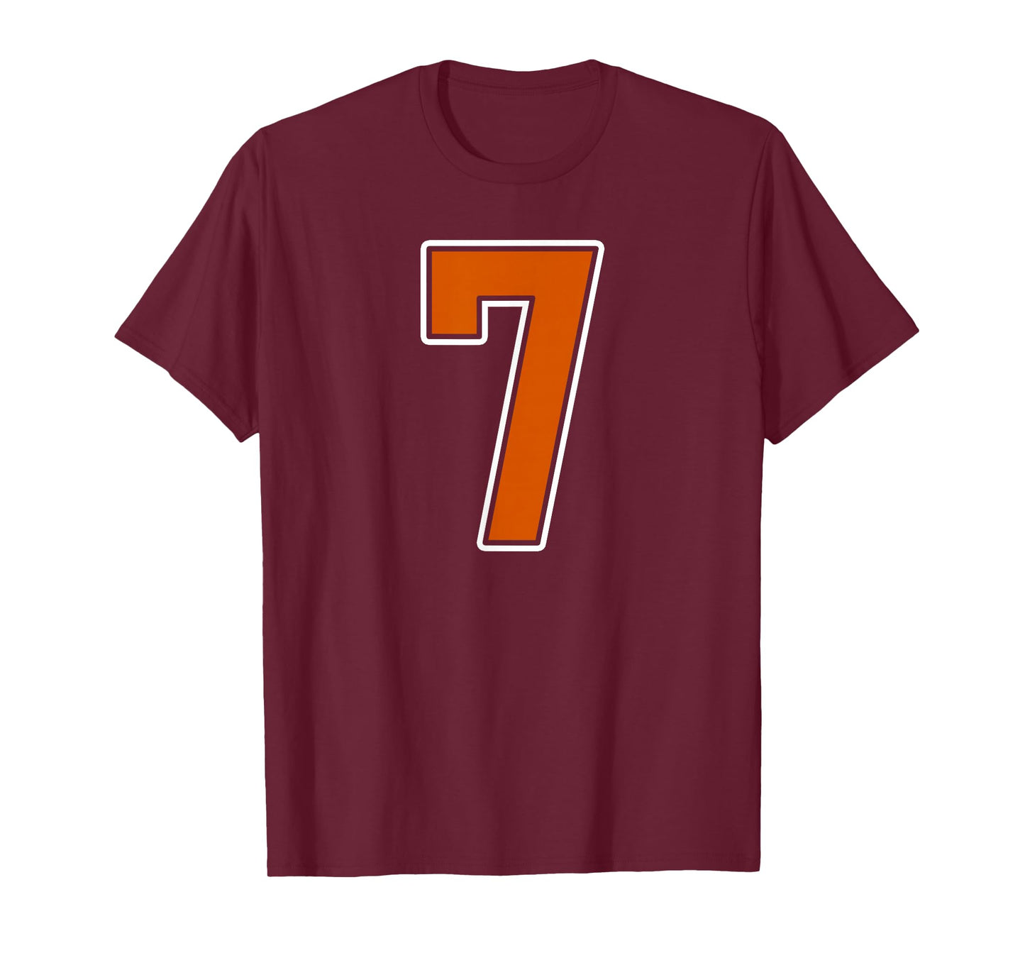 Burnt Orange White Number 7 Jersey Player Uniform #7 T-Shirt