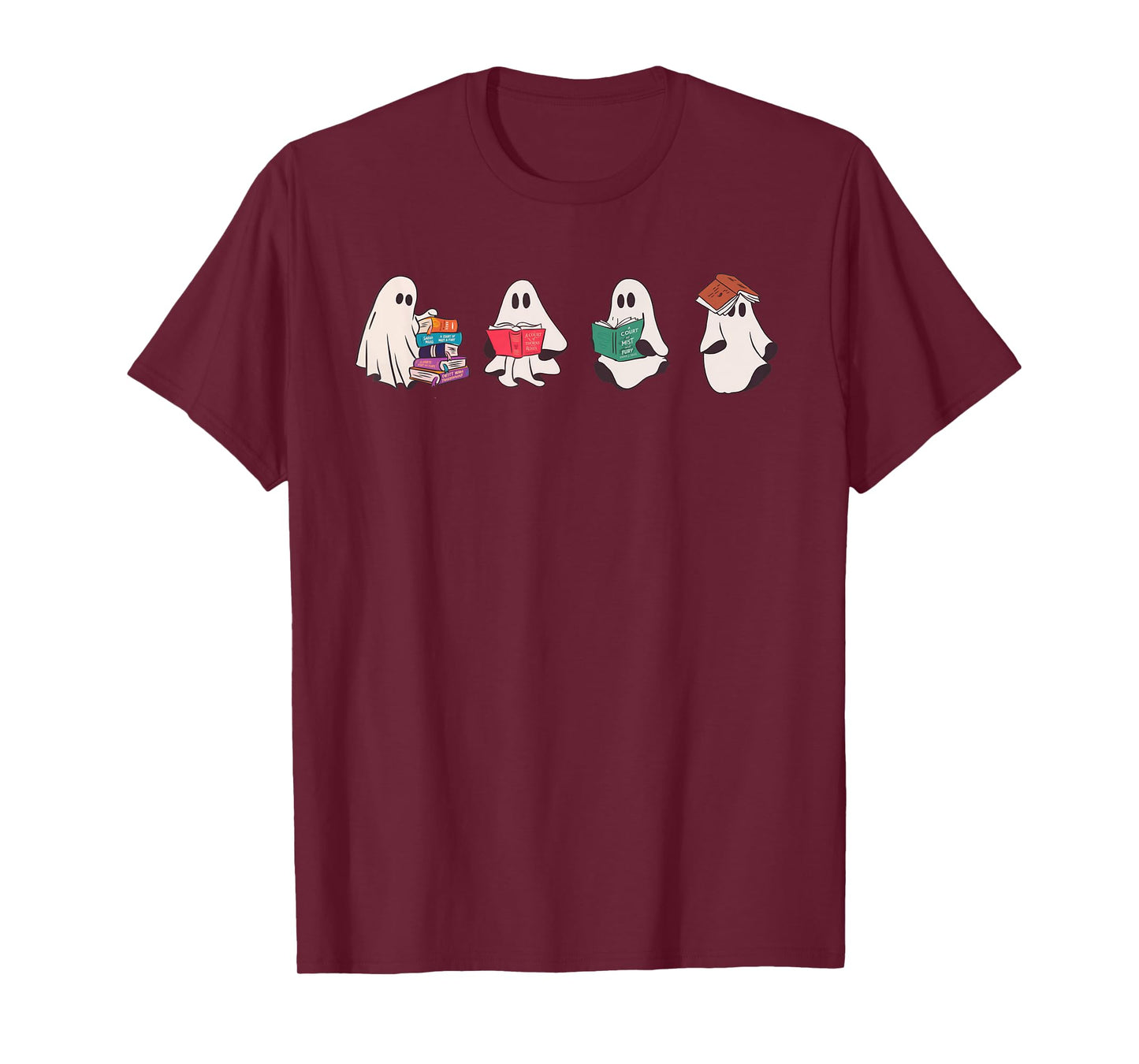 Ghost Bookish SJM Book Reader Halloween Boo Cute Retro T-Shirt