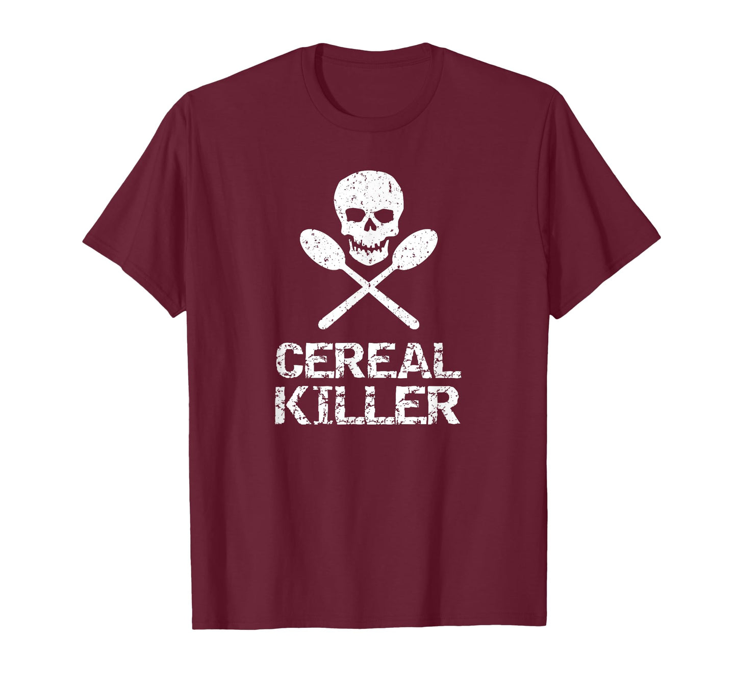 Serious Junk Cereal Killer Distressed Vintage Modern T-Shirt - Unisex-Adult, Kids - Black - Short Sleeve - Small