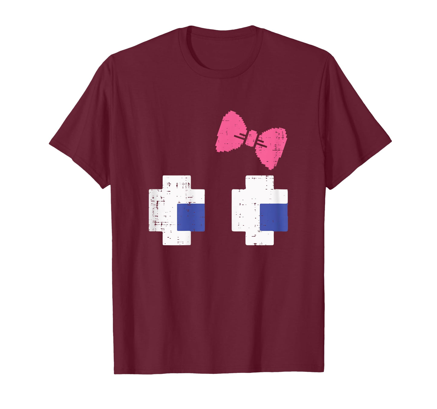 Halloween Gaming Pixel Eyes Bow Costume Girls Kids Women T-Shirt