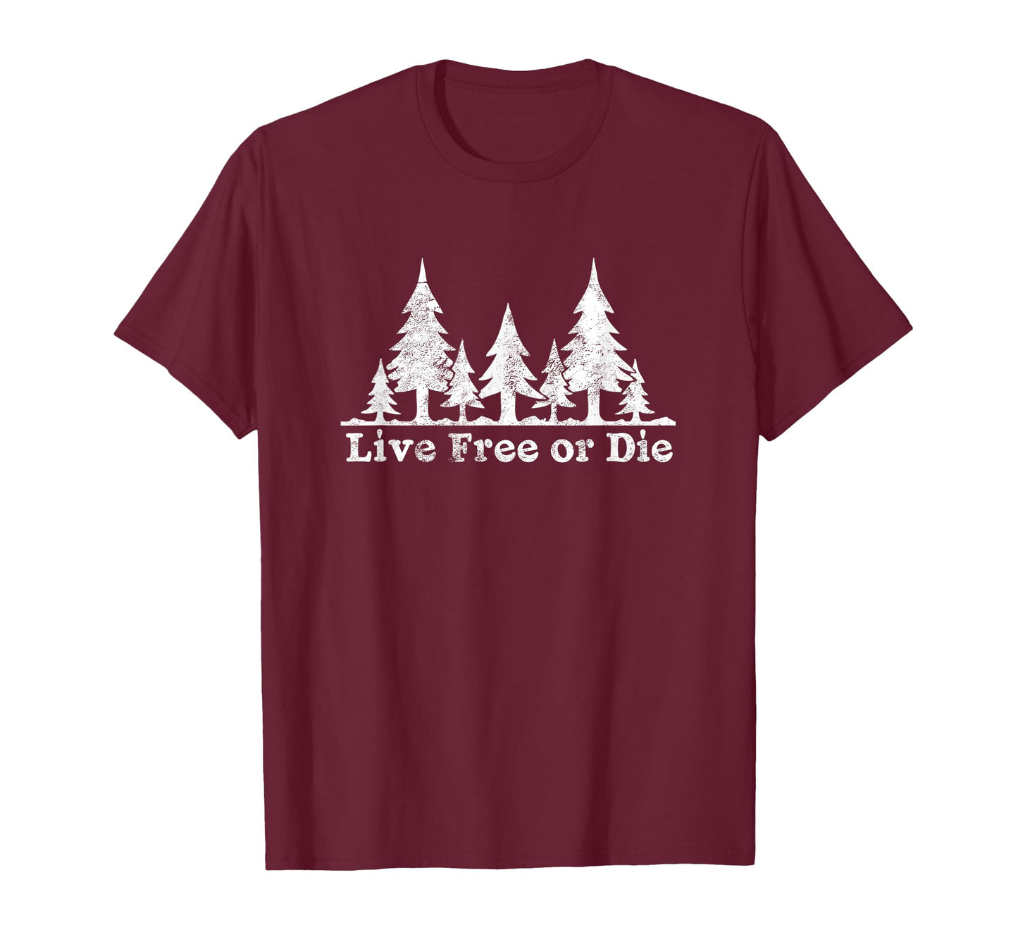 Live Free or Die: Forest trees distressed camp T-shirt T-Shirt