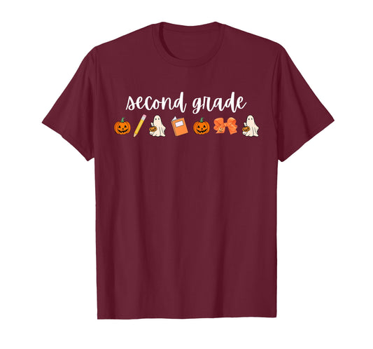 Second Grade Pumpkin Fall Ghost Halloween 2nd Grade Teacher T-Shirt