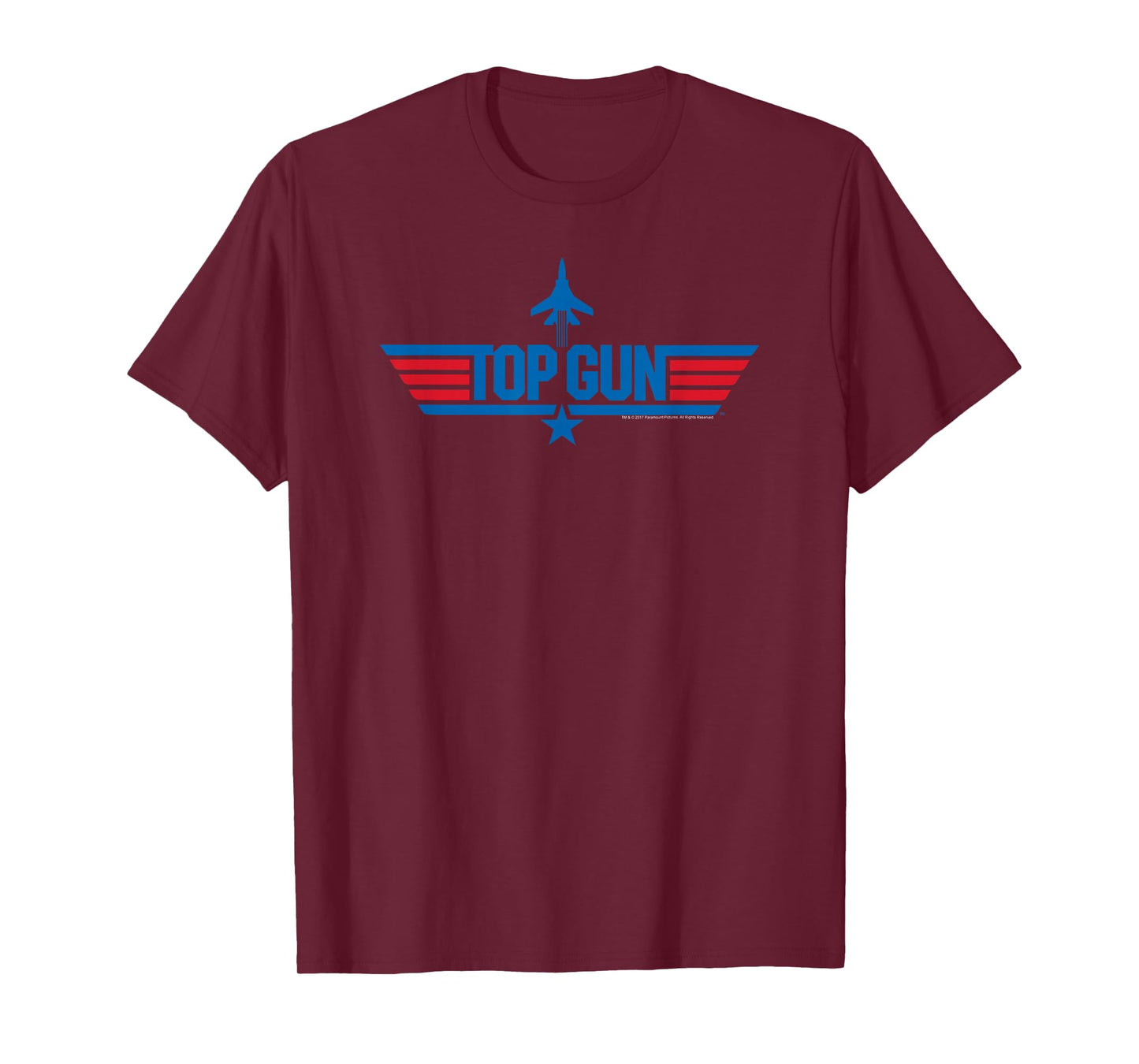 Top Gun Long Logo with Jet Red and Blue Action Movie T-Shirt