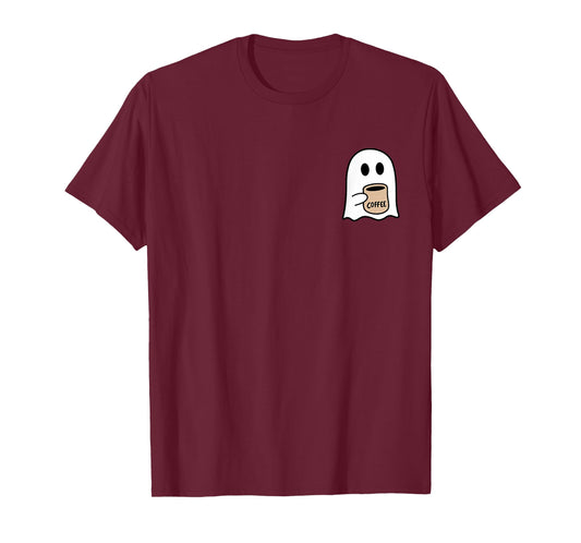 Ghost Drinking Coffee Funny Halloween Costume Coffee Lover T-Shirt