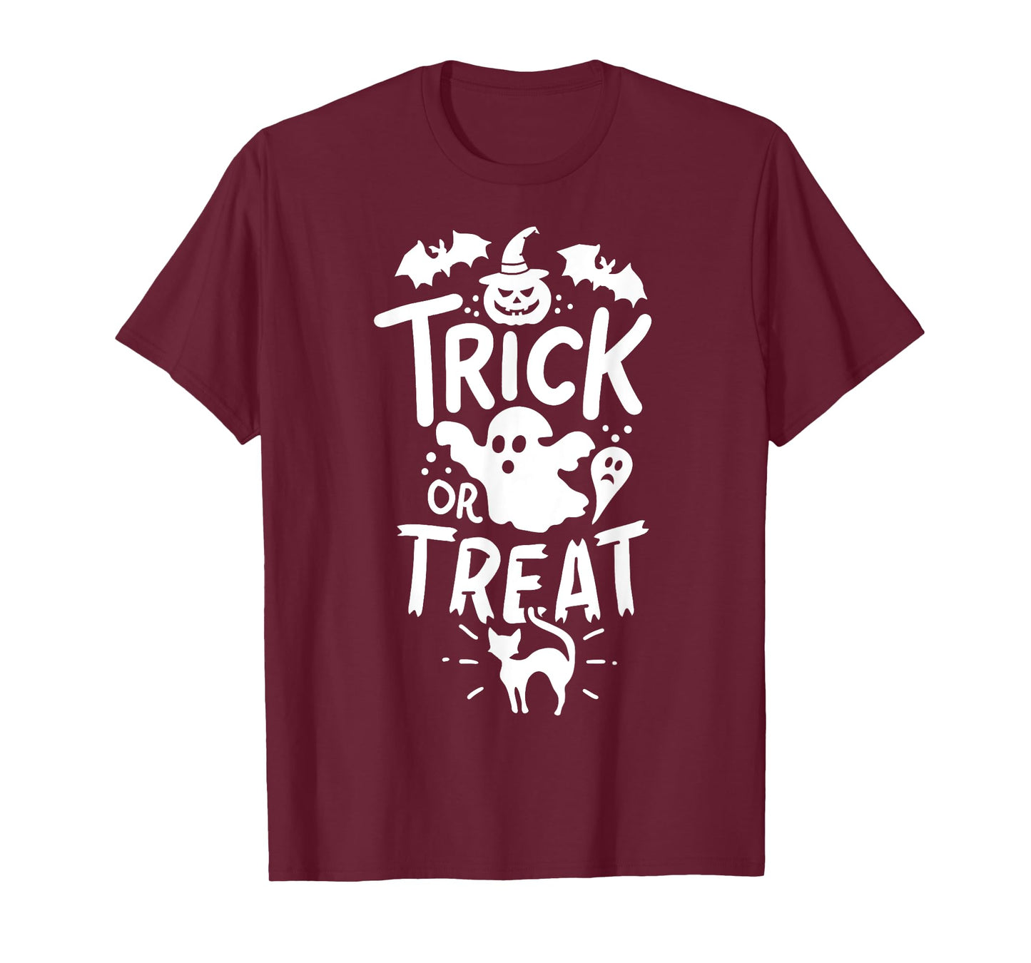Halloween Trick Or Treat Tee Bat Ghost Pumpkin Cat T-Shirt for Men Women Kids