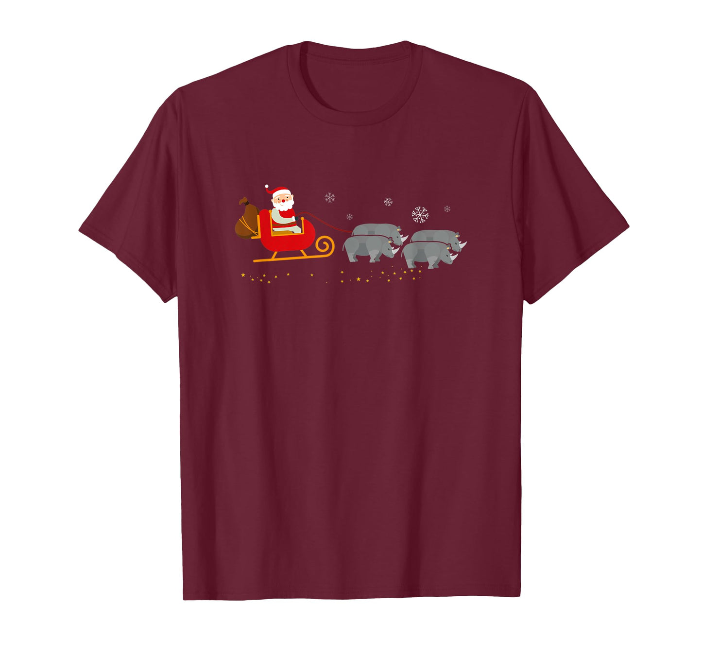 Rhinos Pulling Santa Sleighs Rhinoceros Reindeer Christmas T-Shirt