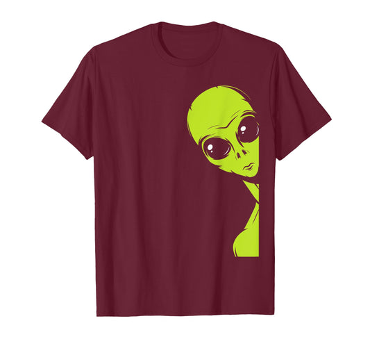 Funny Alien Peeking Alien Believer T-Shirt