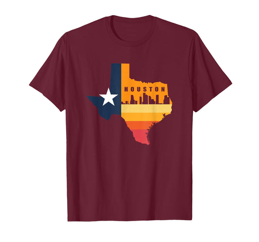 Houston City Texas Map for Patriotic Texan T-Shirt