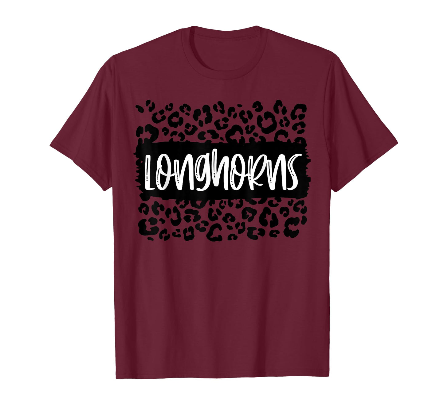 Longhorns Team Mascot School Spirit Game Night Leopard T-Shirt