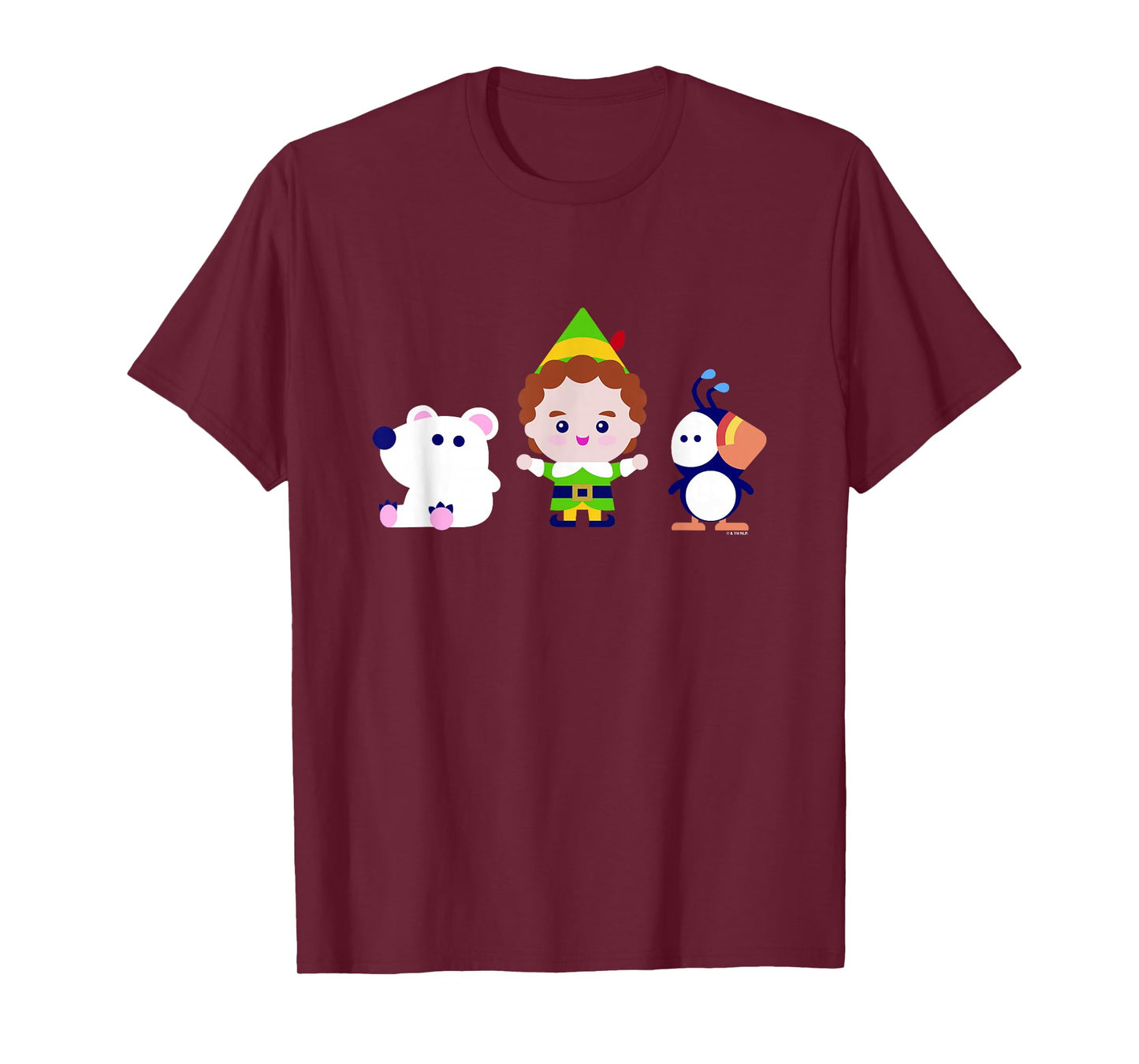 Elf Christmas Polar Bear Buddy and Artic Puffin Best Friends T-Shirt