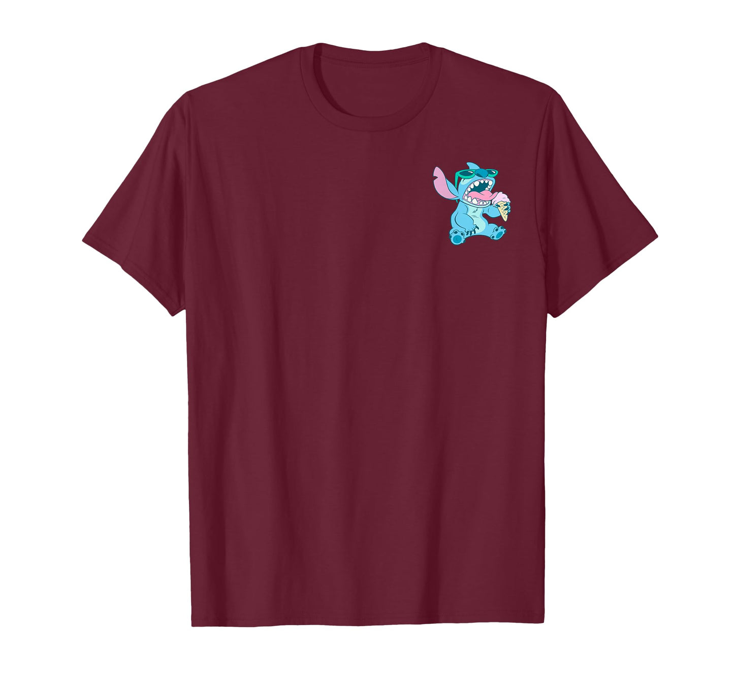Disney Lilo & Stitch Eating Ice Cream Retro Pocket Logo T-Shirt
