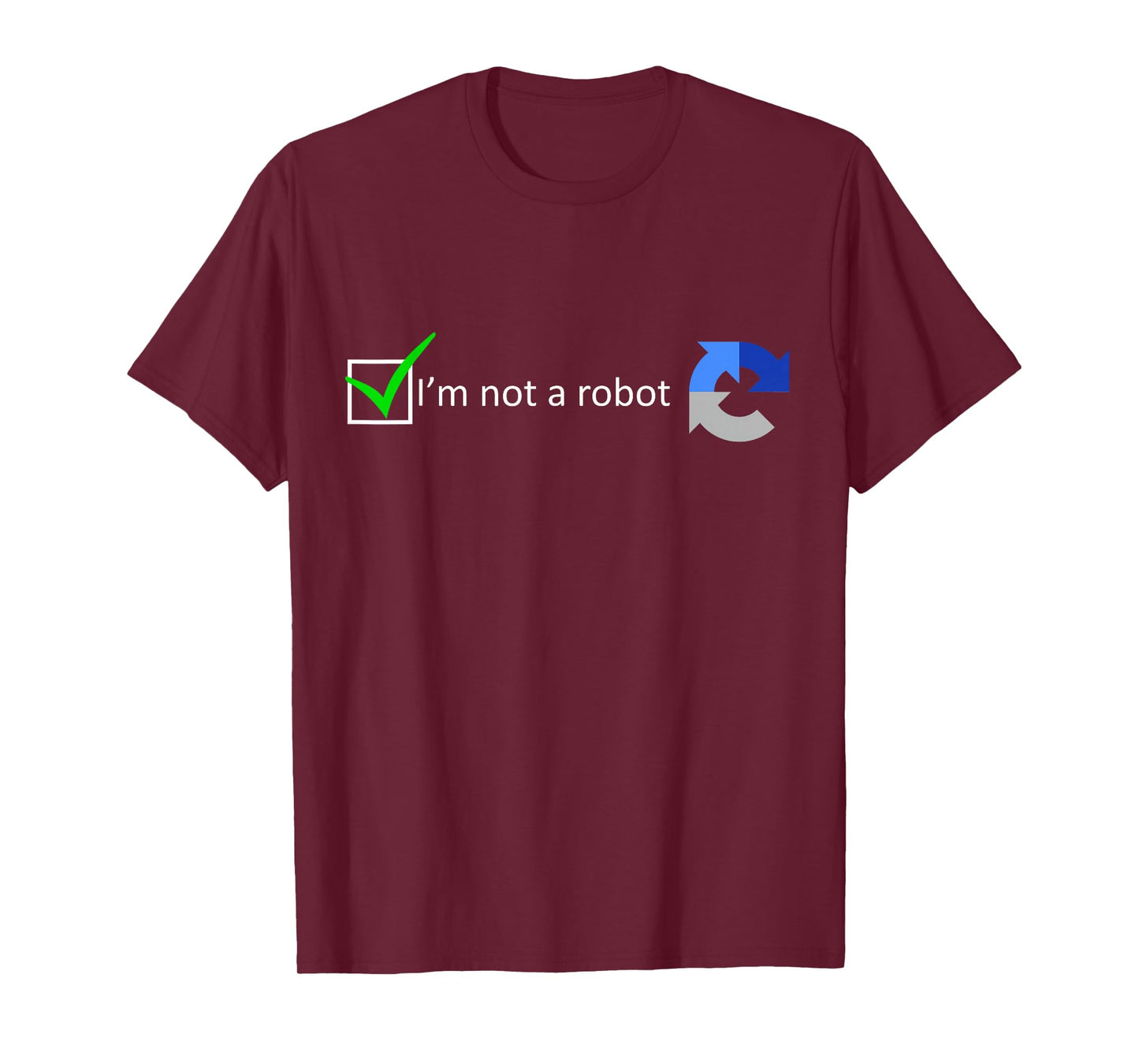 MathWare Unisex-Adults Black T-Shirt - Funny Nerdy I'm not a Robot test - Short Sleeve - Modern Classic - Robot Theme - Gaming, Coding - Letter Print - Embroidery - Size: Small