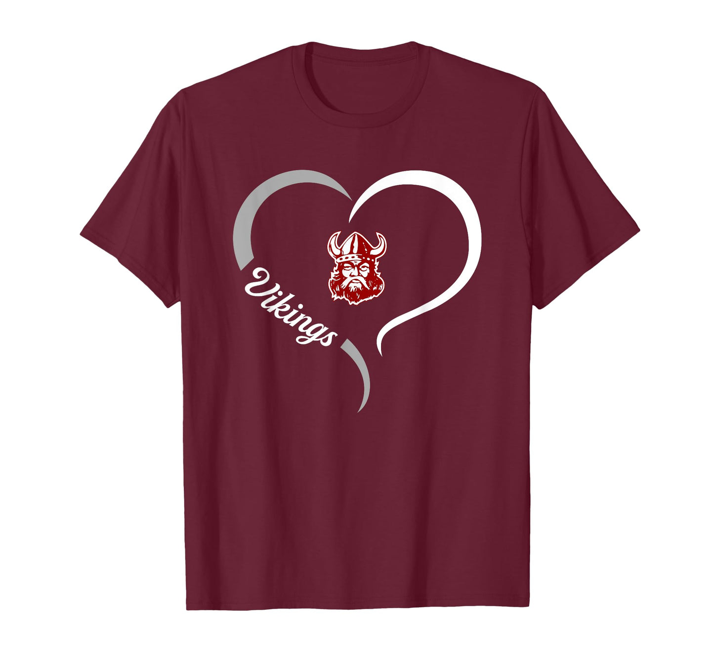 Lowndes Vikings Logo Half Heart Slogan HS T-Shirt