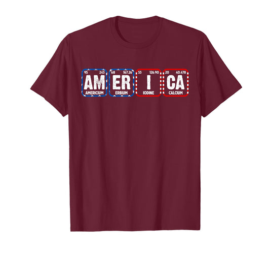 Patriotic USA Periodic Table America Chemistry Science T-Shirt