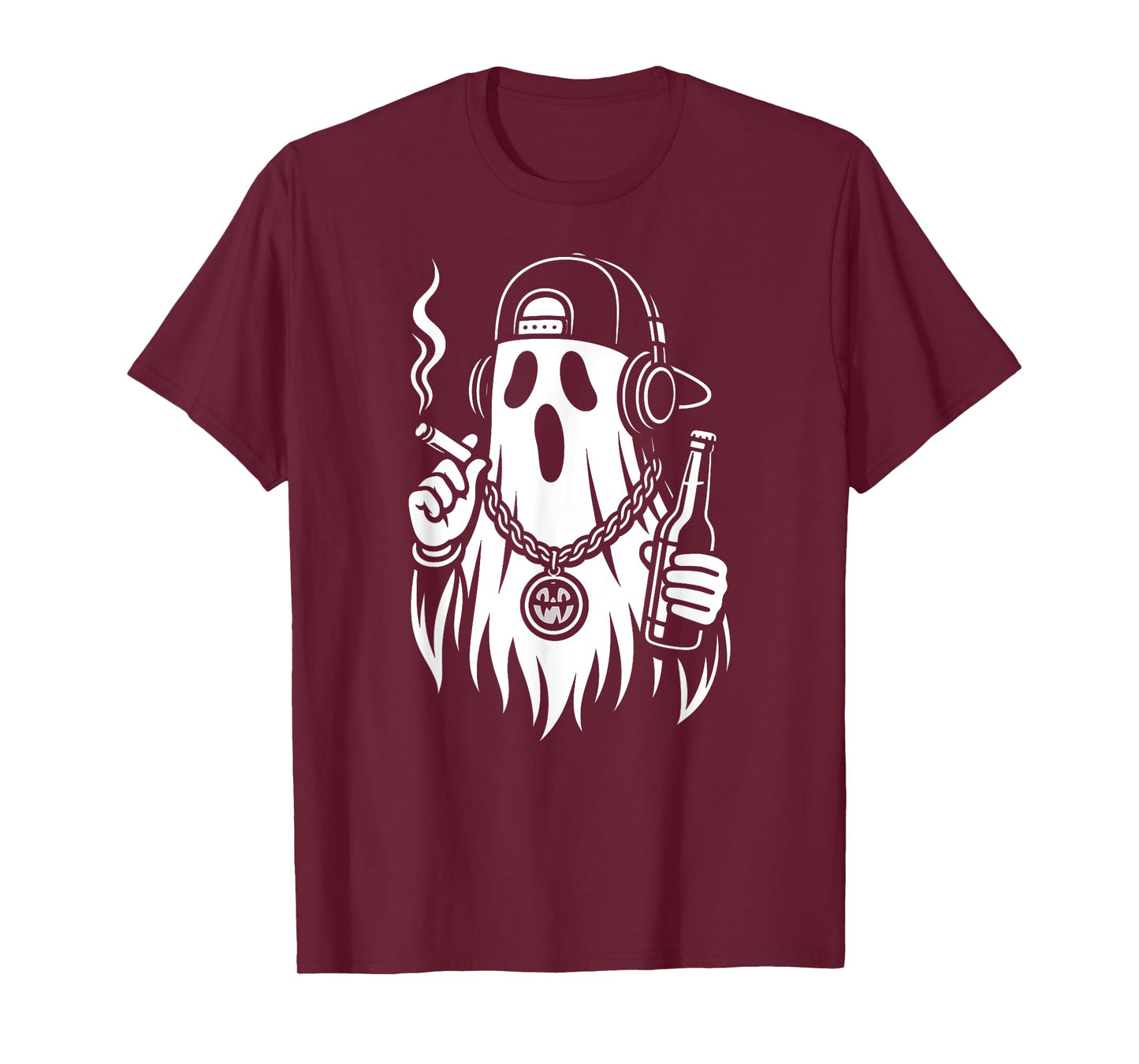 Ghost Halloween Beer Cigarette Hip Hop Men Women T-Shirt