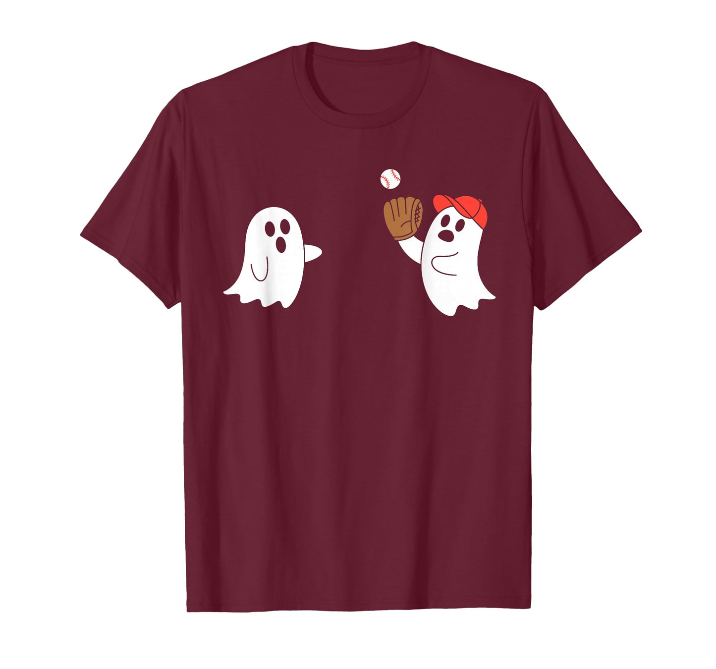 Cute Ghosts Playing Baseball Lovers Spooky Halloween Costume T-Shirt