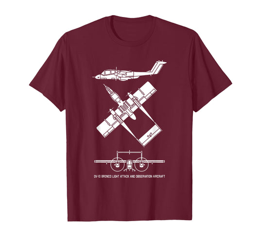 OV-10 Bronco American Plane Cutout Silhouette T-Shirt