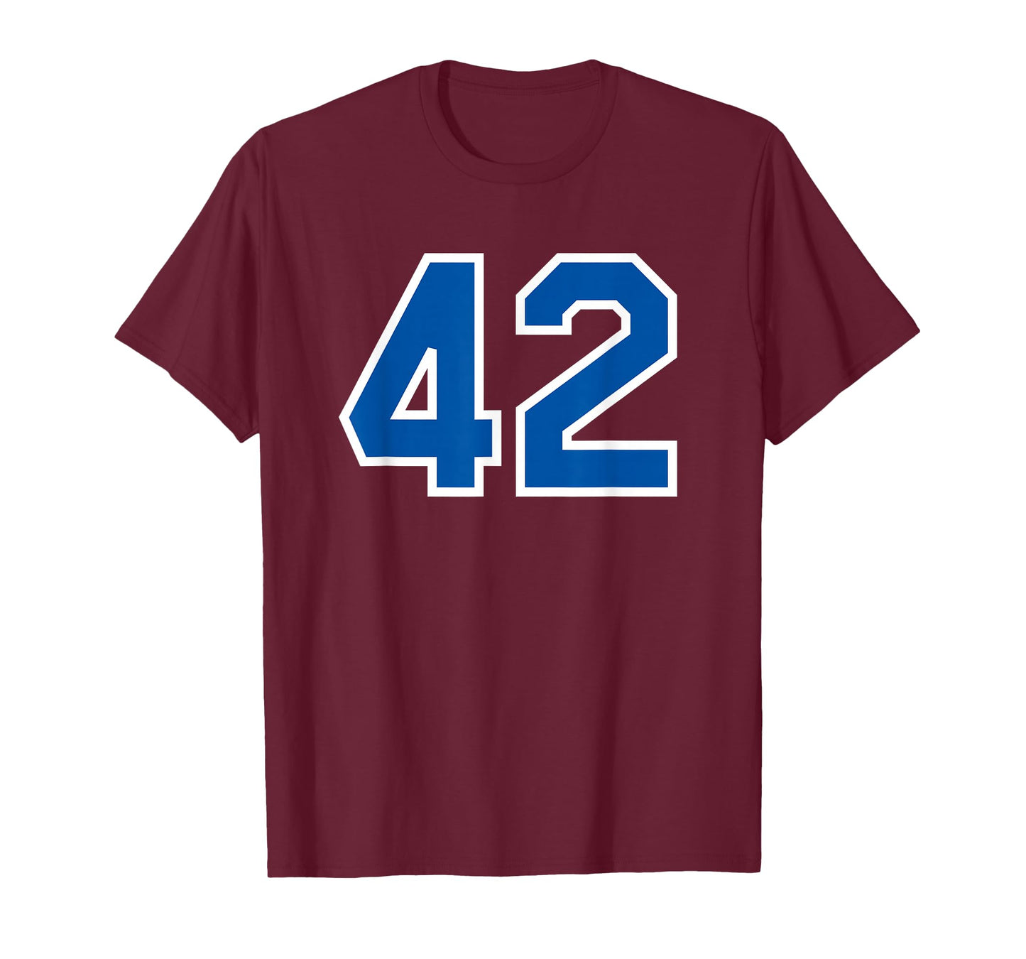 Number #42 White Blue Varsity Number T-Shirt