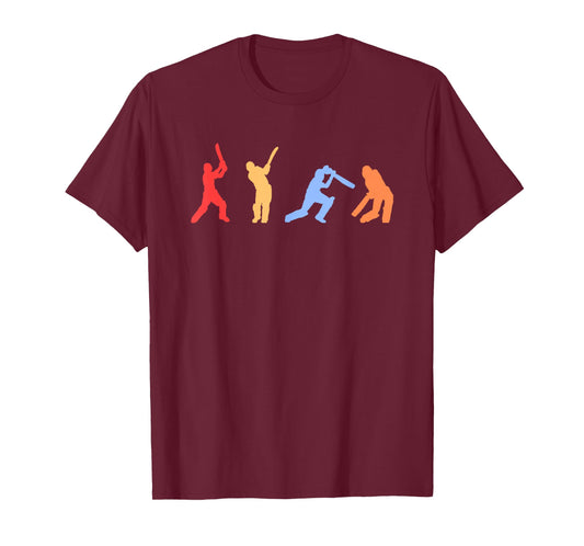 Cricket Gifts - Retro Vintage Colors Cricket Players T-Shirt Small