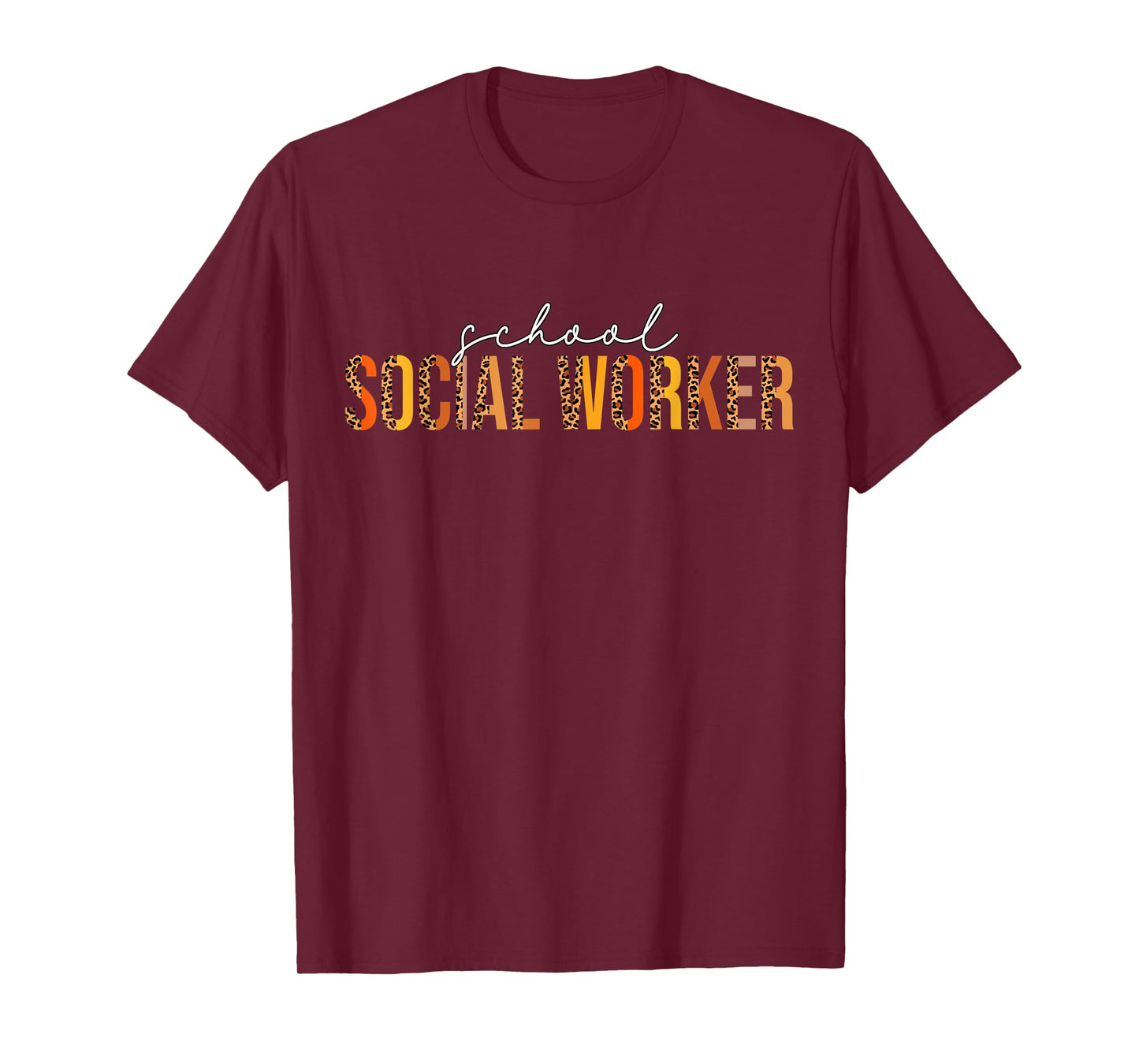 Leopard Fall Autumn Lovers Thanksgiving School Social Worker T-Shirt