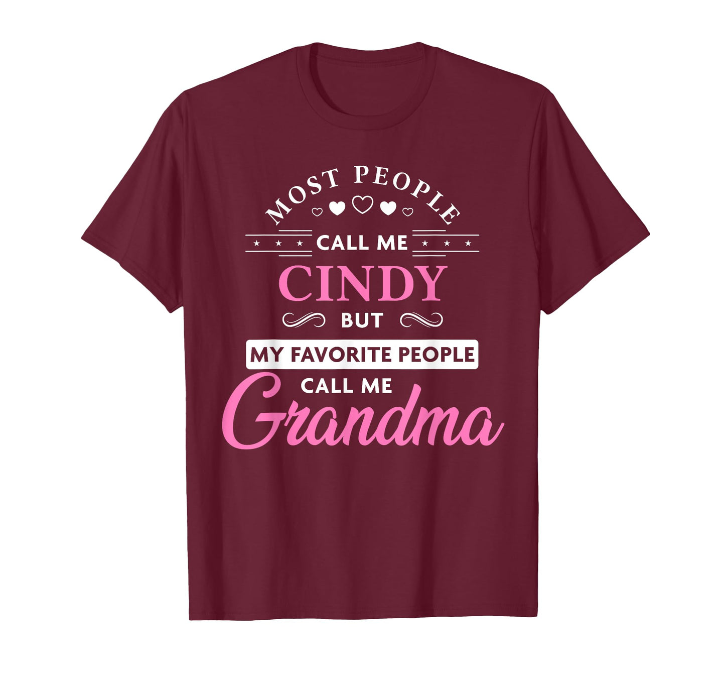 Zum2 Grandma Gifts Cindy Personalized Grandma T-Shirt - Women's - Black - 3X-Large - Short Sleeve - Crew Neck - Classic Fit - Cotton & Polyester Blend