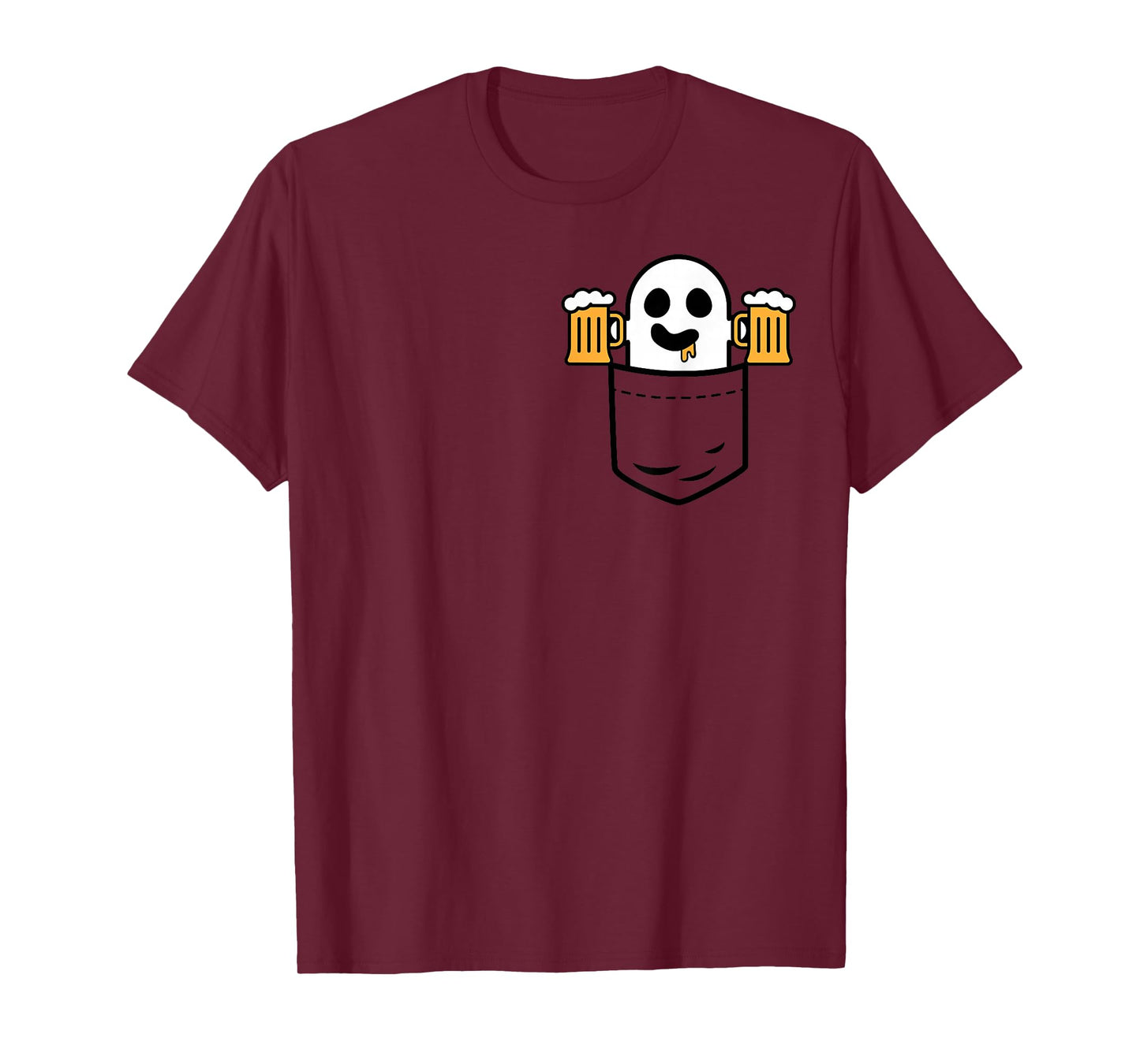 Cute Ghost In Your Pocket Drinking Beer Halloween Costume T-Shirt