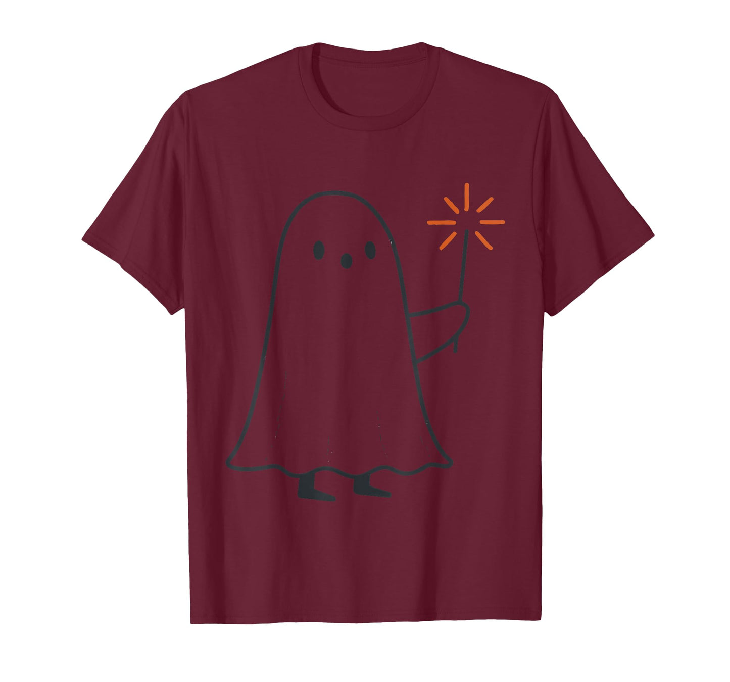 Spooky Ghost Holding Sparkler Halloween Costume Outfit T-Shirt