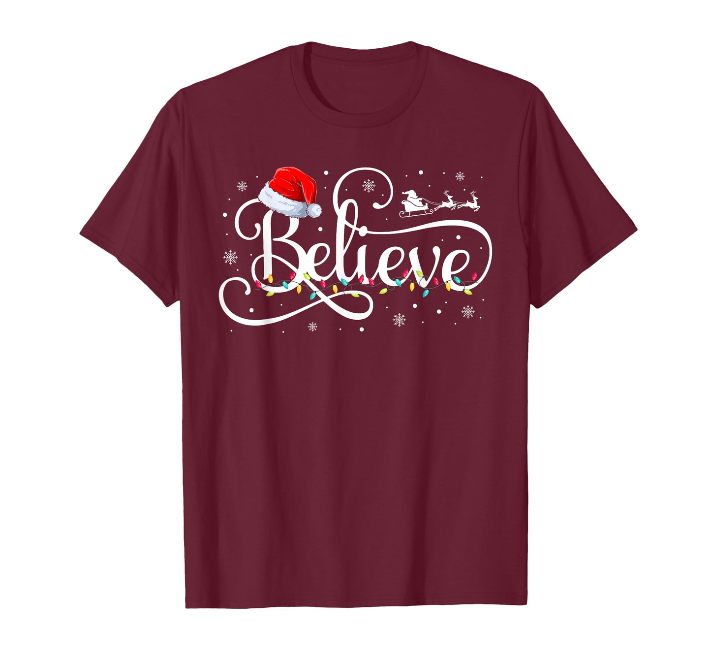 Christmas Believe Santa Claus Funny Family Matching Kids T-Shirt