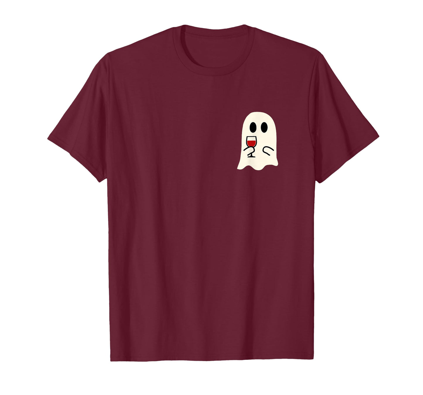 Cute Little Ghost Red Wine Glass Halloween T-Shirt
