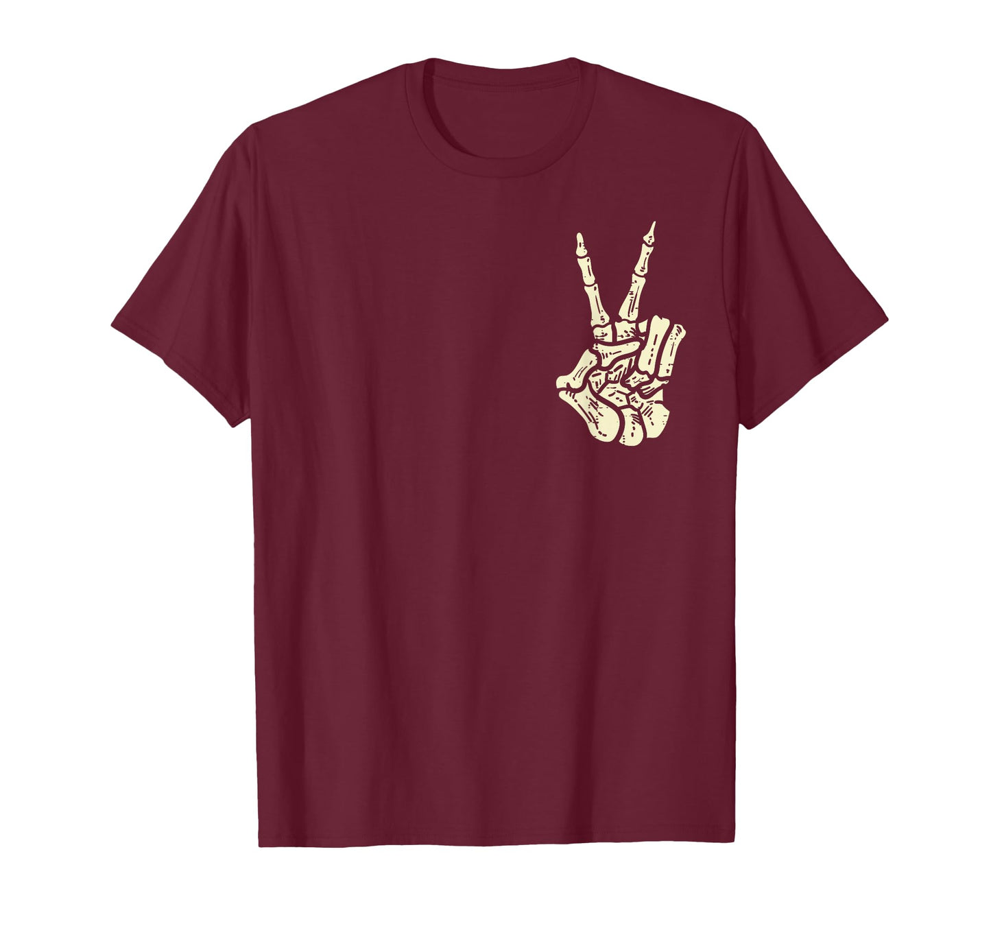 Pocket Skeleton Hand Peace Sign Cool Halloween Hippie T-Shirt