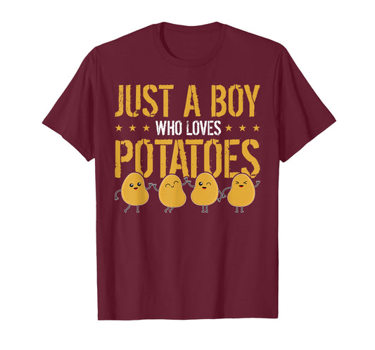Kids Funny Just A Boy Who Loves Potatoes Potato T-Shirt