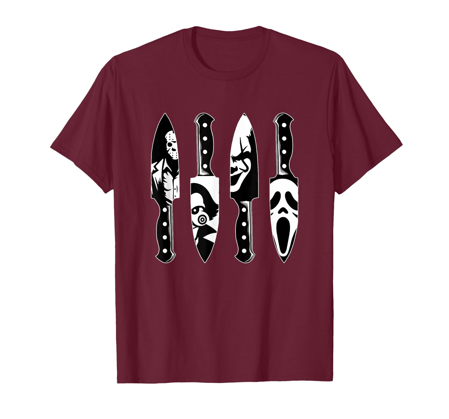 Horror Movie Characters In Knives Horror Movie Villains T-Shirt