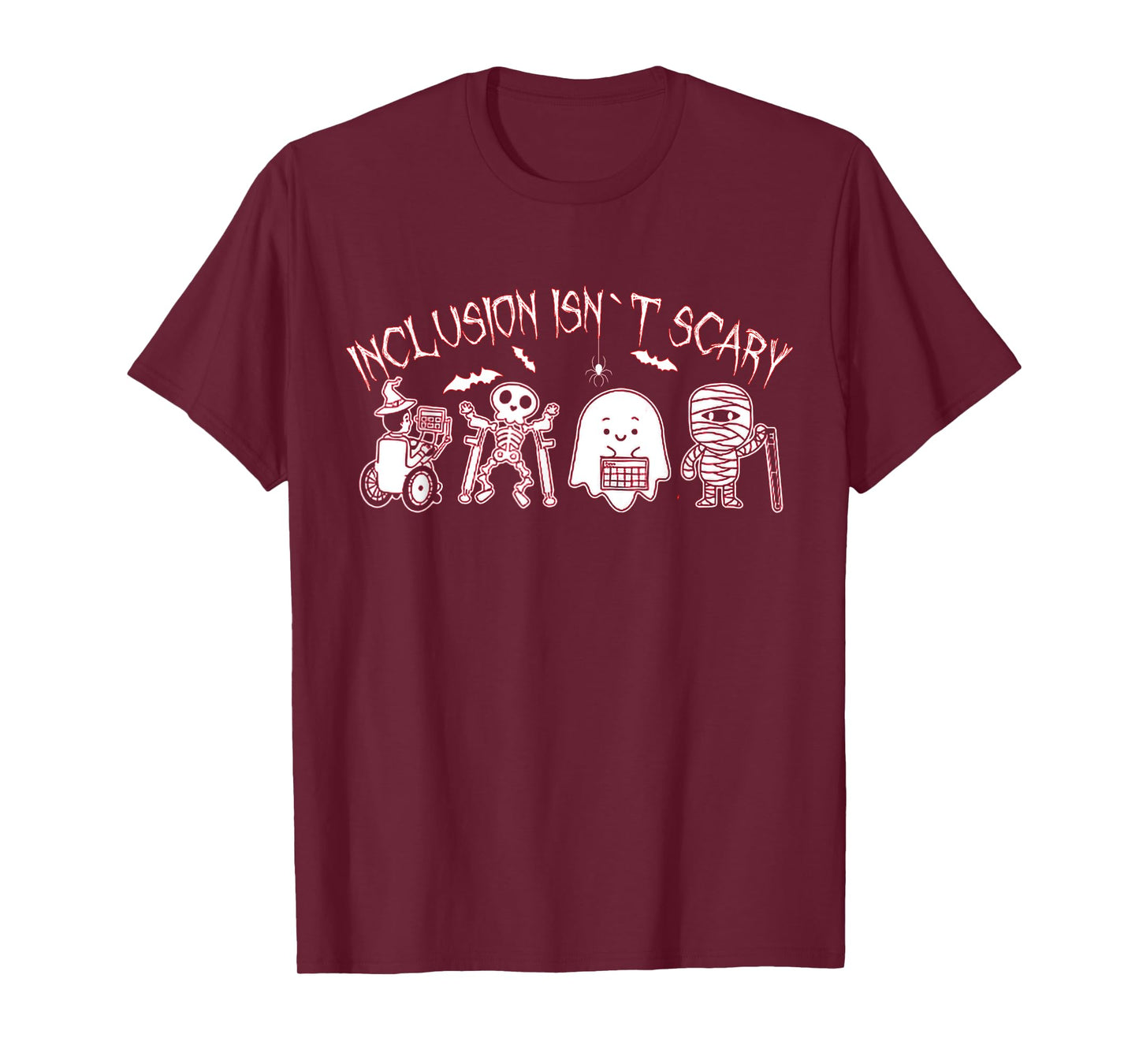 Inclusion Isn't Scary Teacher Skeleton Ghost Cute Tees T-Shirt