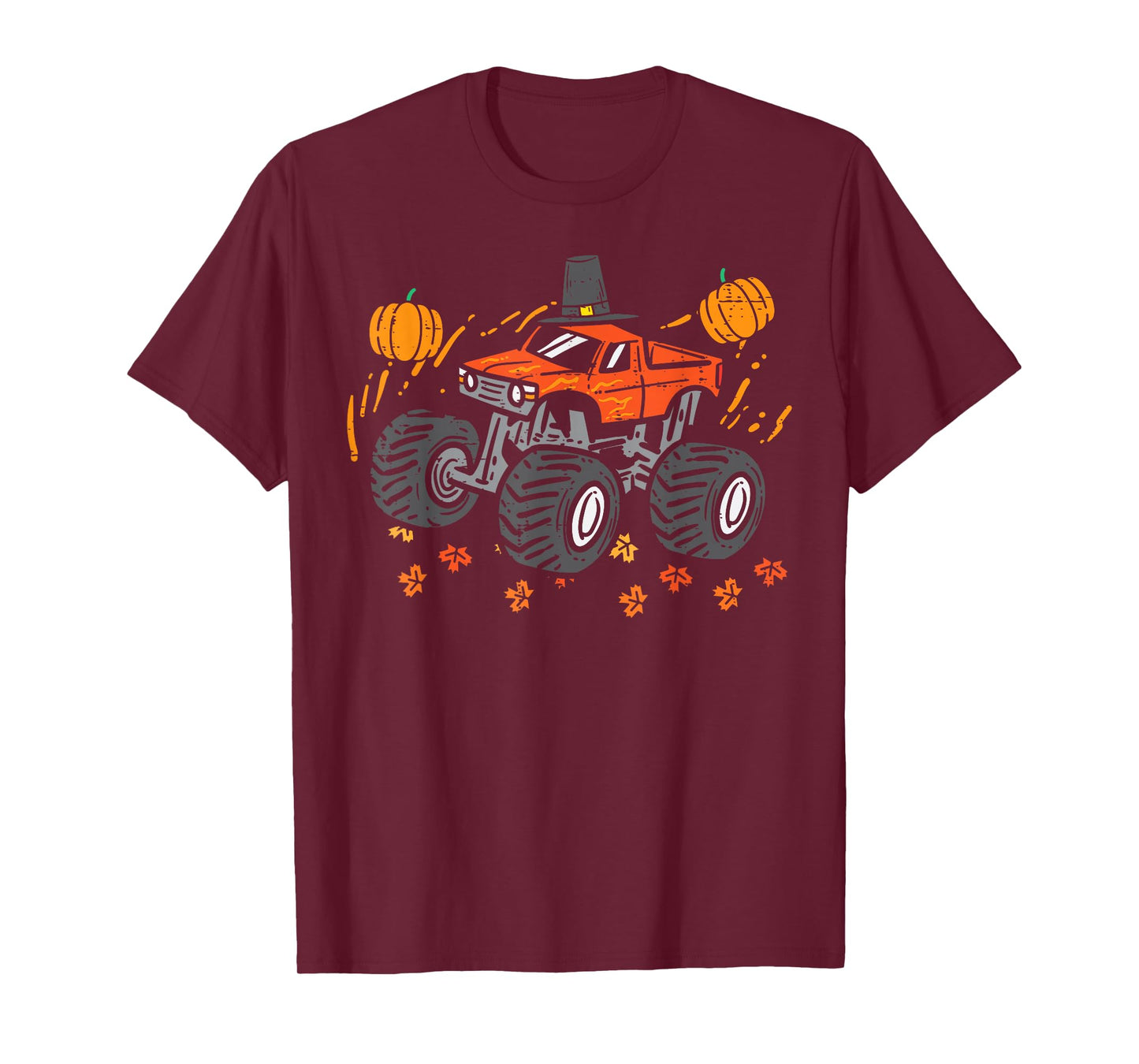 Monster Truck Pumpkins Thanksgiving Fall Toddler Boys Kids T-Shirt
