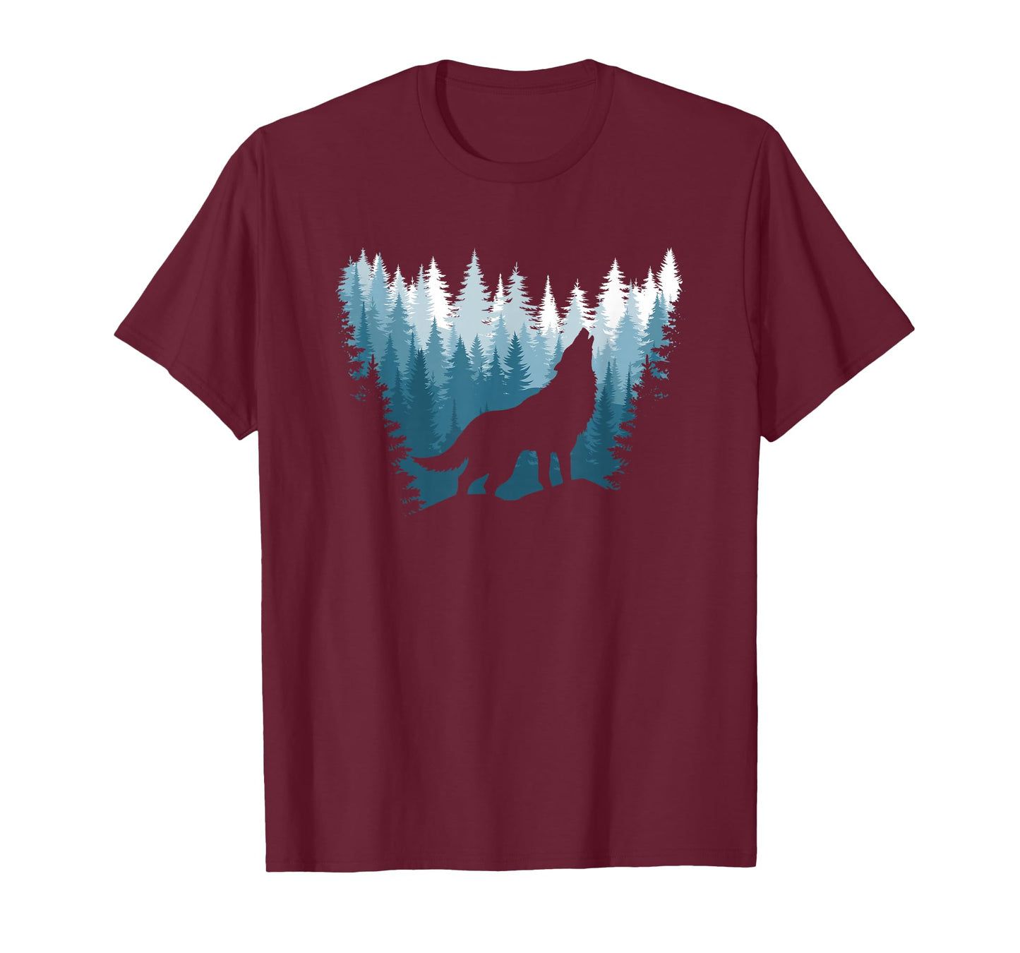 Wolf Landscape Pine Tree Forest Wildlife Nature Graphic Men T-Shirt