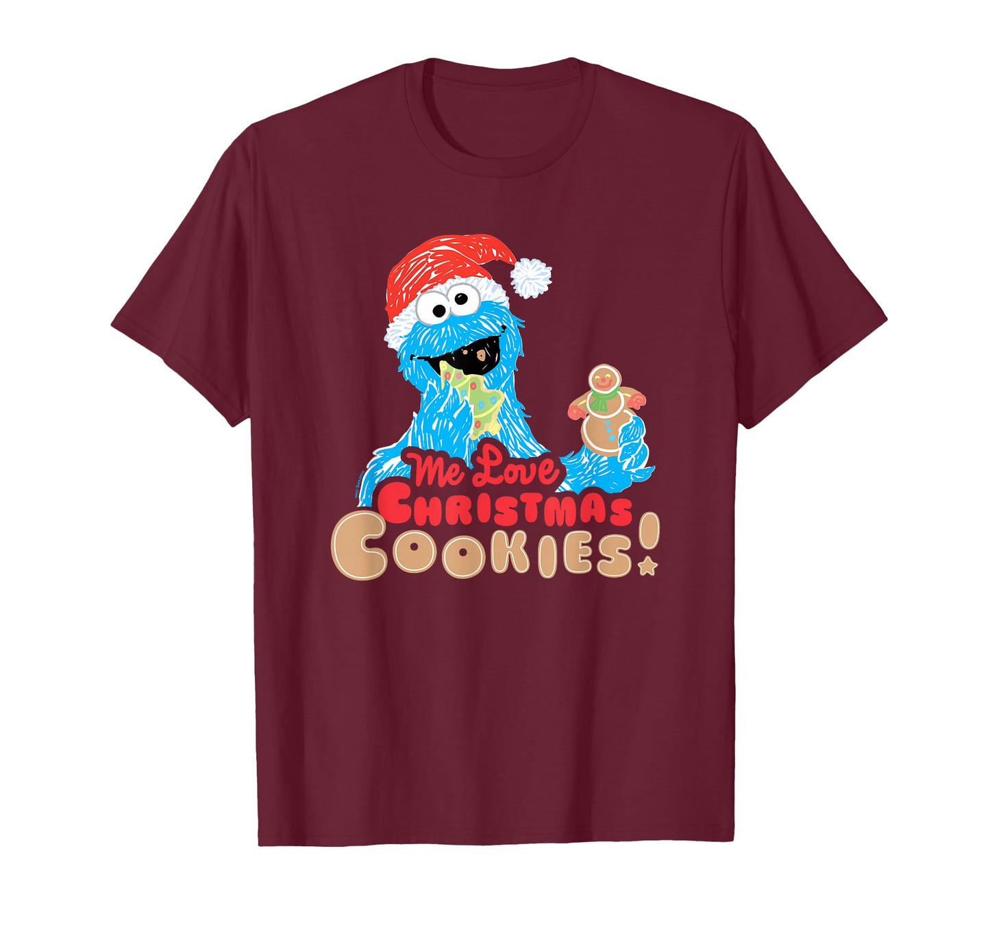 Sesame Street Cookie Monster, Me Love Christmas Cookies T-Shirt