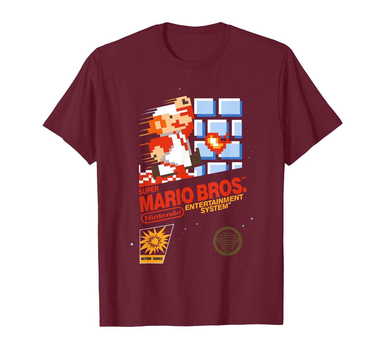 Super Mario Dashin Action Graphic T-Shirt, Classic Fit, Crew Neck, Black