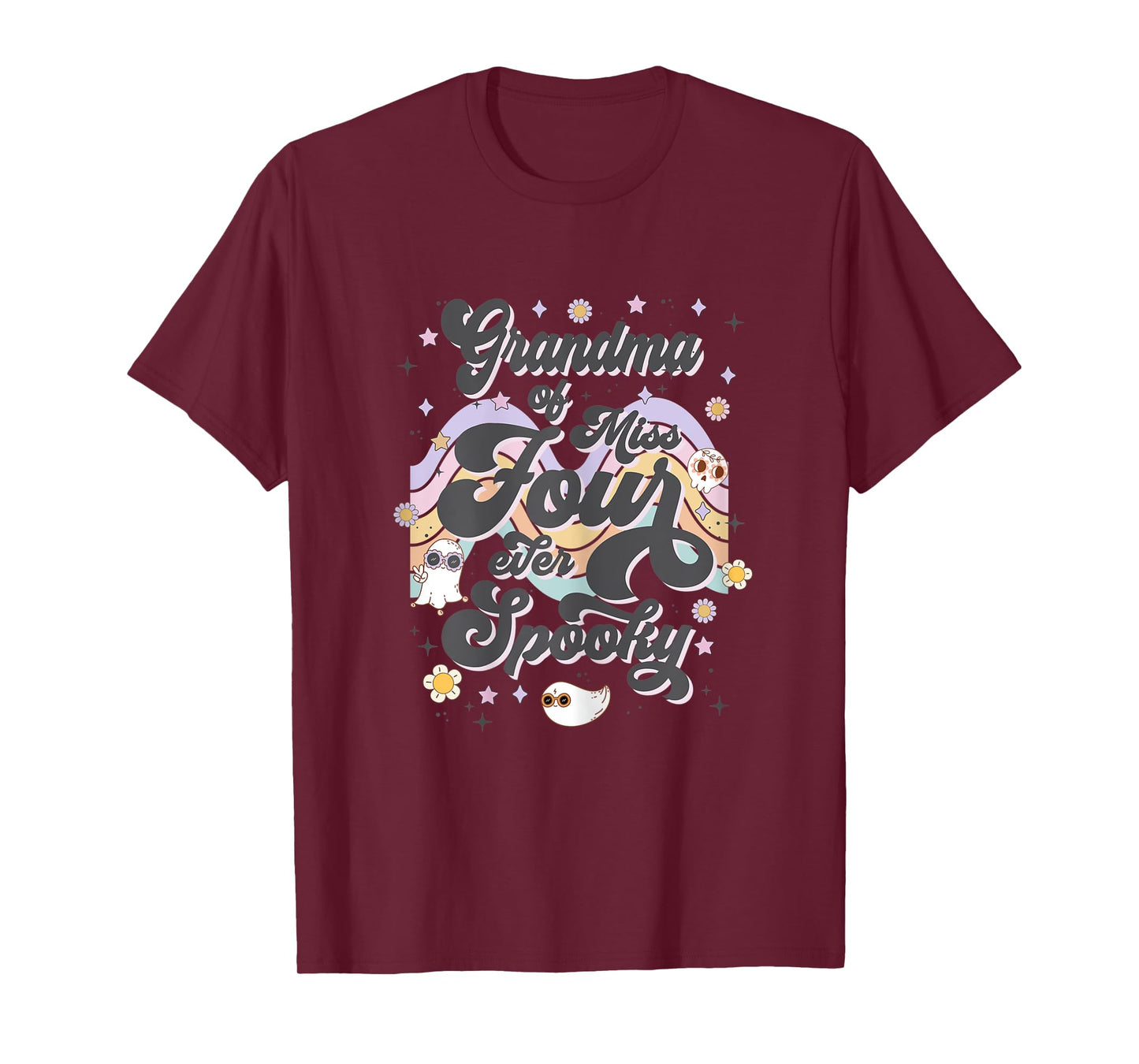 Womens Grandma Miss Four Ever Spooky 4th Birthday Party Halloween T-Shirt