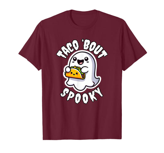 Taco' Bout Spooky Cute Ghost Holding a Taco Halloween Kids T-Shirt
