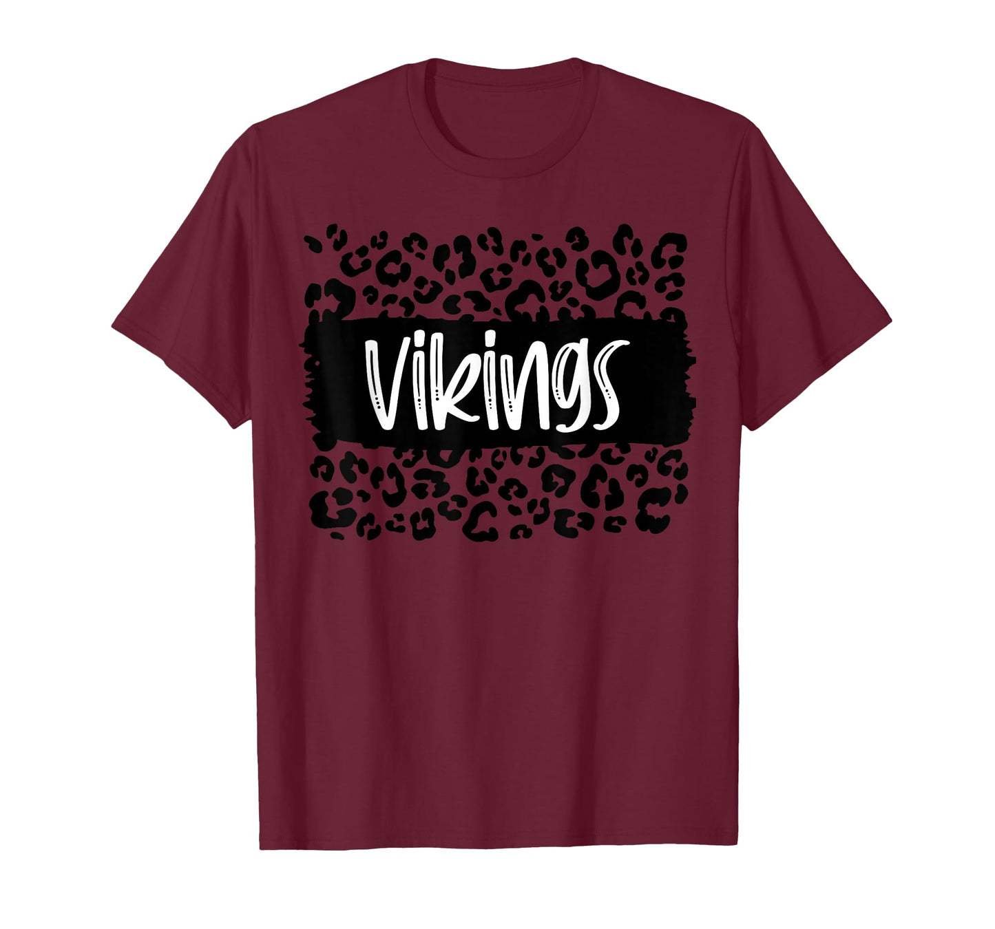 Vikings Team Mascot School Spirit Game Night Leopard Print T-Shirt