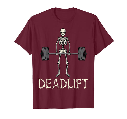 Halloween Deadlift Skeleton Gym Workout Costume Men Women T-Shirt